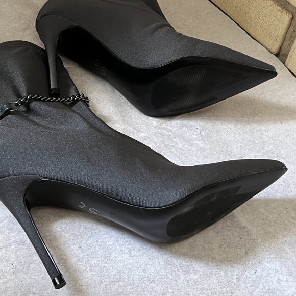 GUESS Women's Forsta Gray Satin Pointy Toe Stiletto Angle Boot, Size 7.5M - NEW - Picture 9 of 12